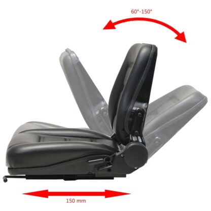 Gabelstapler- und Traktorsitz Verstellbare Rückenlehne Schwarz - Image 7