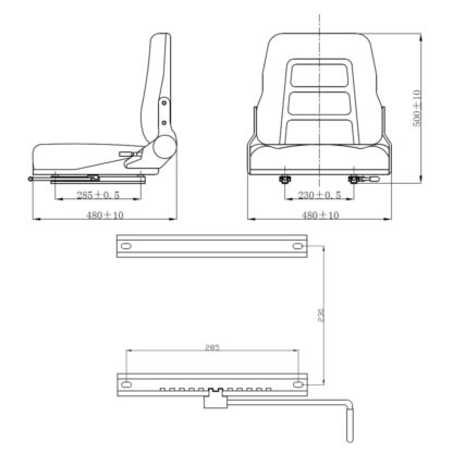 Gabelstapler- und Traktorsitz Verstellbare Rückenlehne Schwarz - Image 8