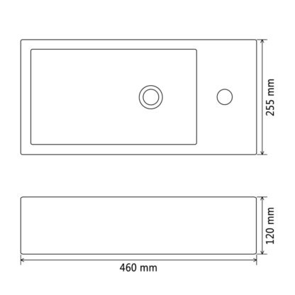 Waschbecken Rechteckig + Hahnloch Keramik Schwarz 46x25,5x12 cm - Image 6