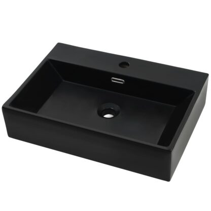Waschbecken mit Hahnloch Keramik Schwarz 60,5 x 42,5 x 14,5 cm - Image 2