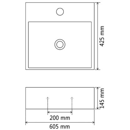 Waschbecken mit Hahnloch Keramik Schwarz 60,5 x 42,5 x 14,5 cm - Image 5