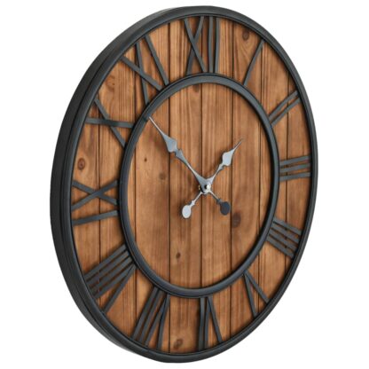 Wanduhr Vintage mit Quarzwerk Holz und Metall 60 cm XXL - Image 3