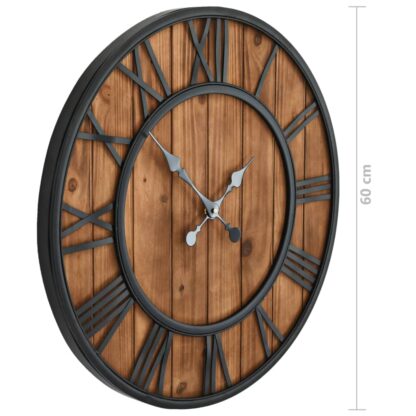 Wanduhr Vintage mit Quarzwerk Holz und Metall 60 cm XXL - Image 6