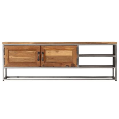 TV-Schrank Recyceltes Teakholz und Stahl 120x30x40 cm - Image 2