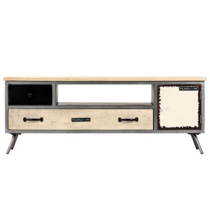 TV-Schrank Massivholz Mango und Stahl 120x30x45 cm - Image 2