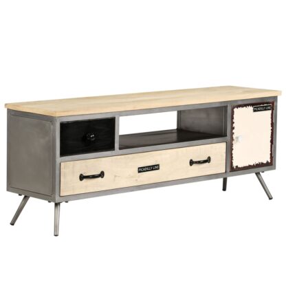 TV-Schrank Massivholz Mango und Stahl 120x30x45 cm - Image 11