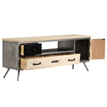 TV-Schrank Massivholz Mango und Stahl 120x30x45 cm - Image 3