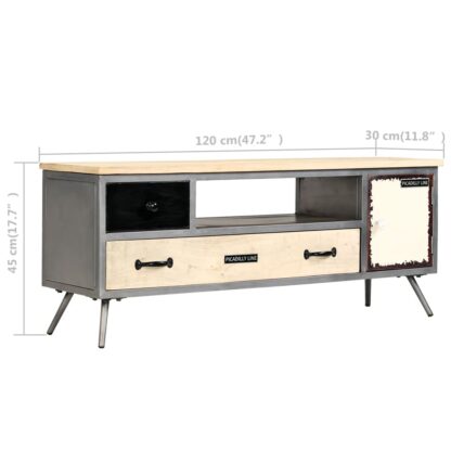 TV-Schrank Massivholz Mango und Stahl 120x30x45 cm - Image 10