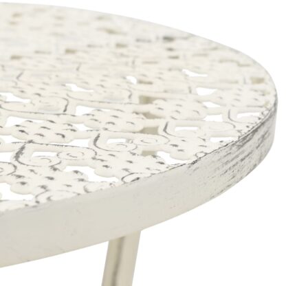 Bistrotisch Vintage-Stil Rund Metall 40 x 70 cm Weiß - Image 3
