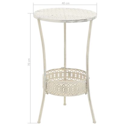 Bistrotisch Vintage-Stil Rund Metall 40 x 70 cm Weiß - Image 6