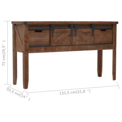 Konsolentisch Tannenholz Massiv 131x35,5x75 cm Braun - Image 11