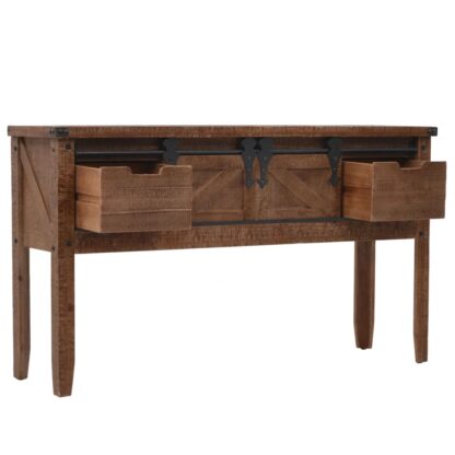 Konsolentisch Tannenholz Massiv 131x35,5x75 cm Braun - Image 4