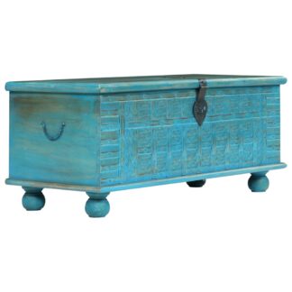 Aufbewahrungstruhe Mangoholz Massiv 100 x 40 x 41 cm Blau