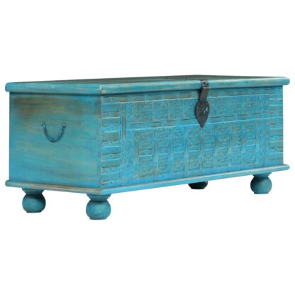 Aufbewahrungstruhe Mangoholz Massiv 100 x 40 x 41 cm Blau