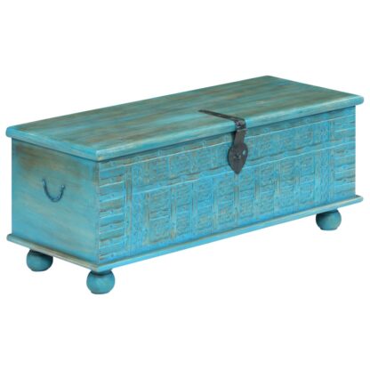 Aufbewahrungstruhe Mangoholz Massiv 100 x 40 x 41 cm Blau - Image 11