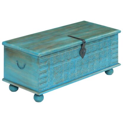 Aufbewahrungstruhe Mangoholz Massiv 100 x 40 x 41 cm Blau - Image 3
