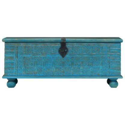 Aufbewahrungstruhe Mangoholz Massiv 100 x 40 x 41 cm Blau - Image 4