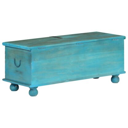 Aufbewahrungstruhe Mangoholz Massiv 100 x 40 x 41 cm Blau - Image 5