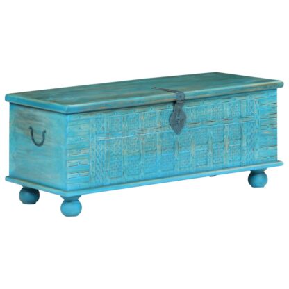 Aufbewahrungstruhe Mangoholz Massiv 100 x 40 x 41 cm Blau - Image 6