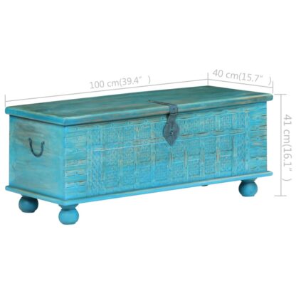 Aufbewahrungstruhe Mangoholz Massiv 100 x 40 x 41 cm Blau - Image 10