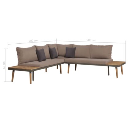 4-tlg. Garten-Lounge-Set mit Auflagen Massivholz Akazie Braun - Image 7