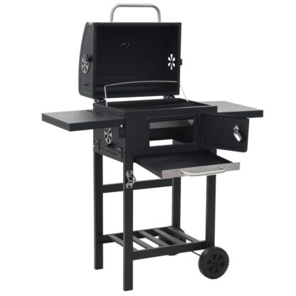 Holzkohlegrill mit Unterer Ablage Schwarz - Image 6