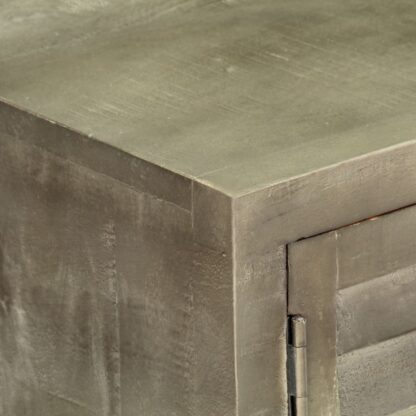 TV-Schrank Massivholz Mango Grau mit Messing 110x30x48 cm - Image 4