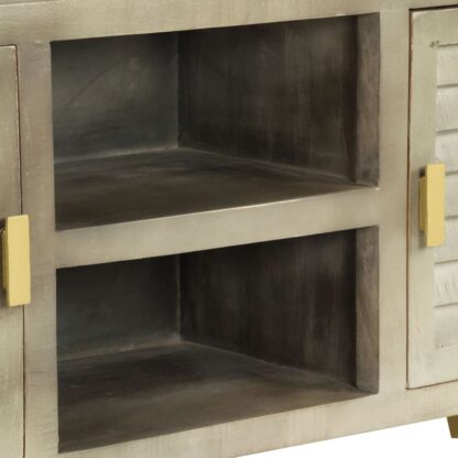 TV-Schrank Massivholz Mango Grau mit Messing 110x30x48 cm - Image 6