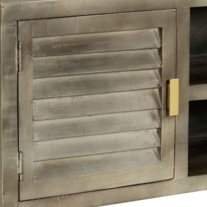 TV-Schrank Massivholz Mango Grau mit Messing 110x30x48 cm - Image 7