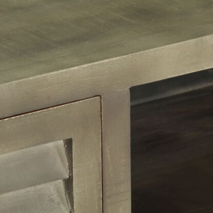 TV-Schrank Massivholz Mango Grau mit Messing 110x30x48 cm - Image 8