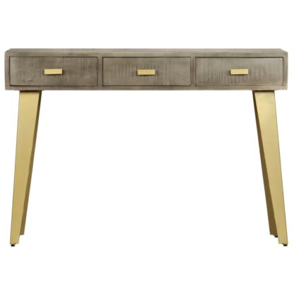 Konsolentisch Grau mit Messing 110 x 35 x 76 cm Mangoholz Massiv - Image 2