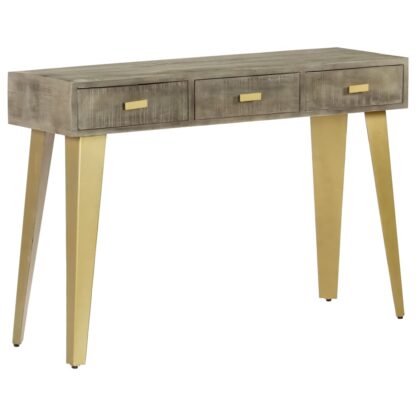 Konsolentisch Grau mit Messing 110 x 35 x 76 cm Mangoholz Massiv - Image 11