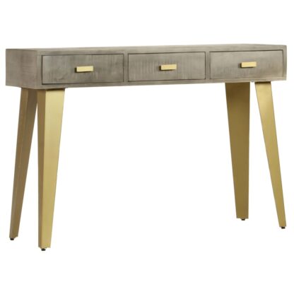 Konsolentisch Grau mit Messing 110 x 35 x 76 cm Mangoholz Massiv - Image 3