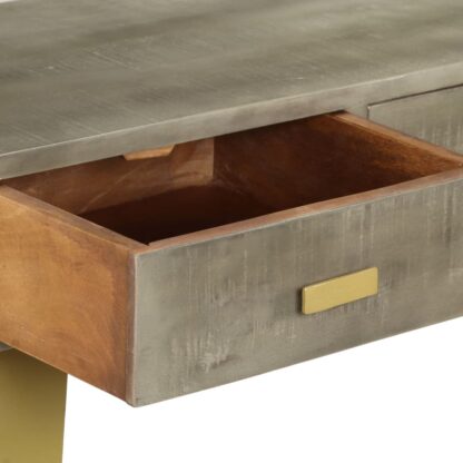 Konsolentisch Grau mit Messing 110 x 35 x 76 cm Mangoholz Massiv - Image 8