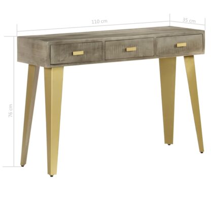 Konsolentisch Grau mit Messing 110 x 35 x 76 cm Mangoholz Massiv - Image 10