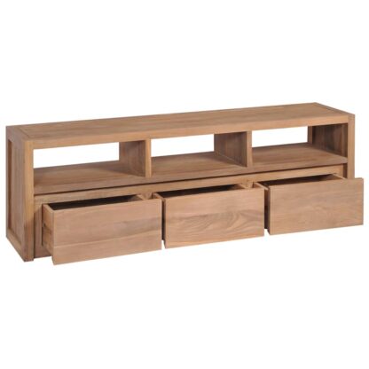 TV-Schrank Massivholz Teak Natur 120×30×40 cm - Image 2