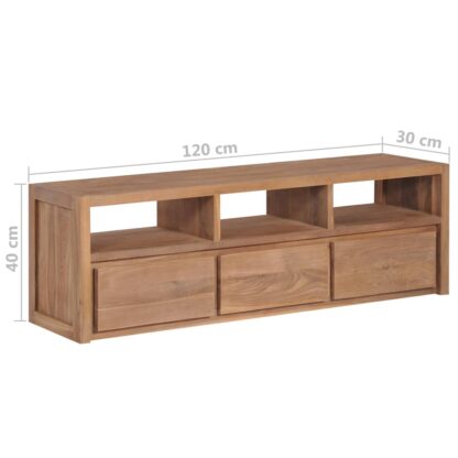 TV-Schrank Massivholz Teak Natur 120×30×40 cm - Image 7