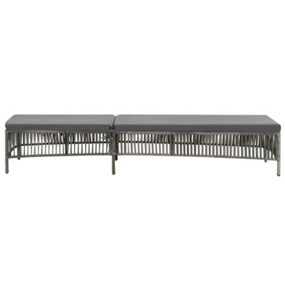 Sonnenliege mit Auflage Poly Rattan Grau - Image 2