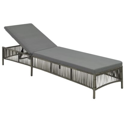 Sonnenliege mit Auflage Poly Rattan Grau - Image 3