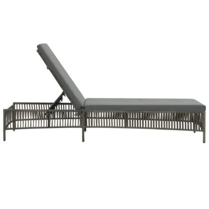 Sonnenliege mit Auflage Poly Rattan Grau - Image 4