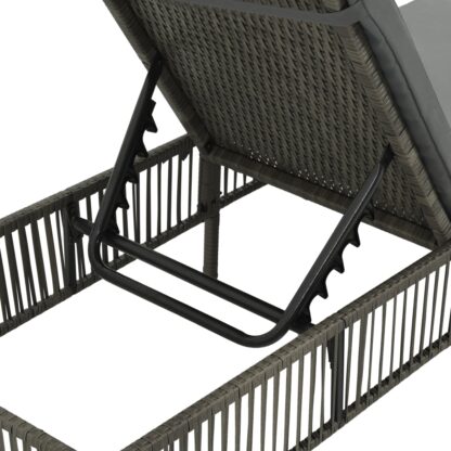 Sonnenliege mit Auflage Poly Rattan Grau - Image 5