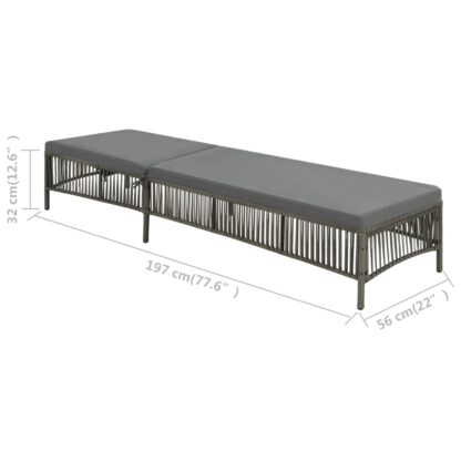 Sonnenliege mit Auflage Poly Rattan Grau - Image 6