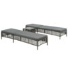 Sonnenliegen 2 Stk. mit Tisch Poly Rattan Grau
