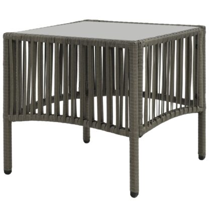 Sonnenliegen 2 Stk. mit Tisch Poly Rattan Grau - Image 3