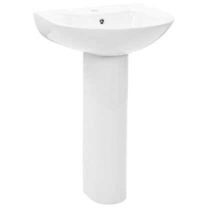 Freistehendes Waschbecken mit Säule Keramik Weiß 520x440x190 mm - Image 2