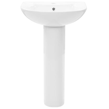 Freistehendes Waschbecken mit Säule Keramik Weiß 520x440x190 mm - Image 3