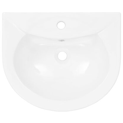 Freistehendes Waschbecken mit Säule Keramik Weiß 520x440x190 mm - Image 6
