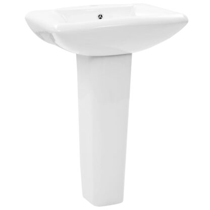 Freistehendes Waschbecken mit Säule Keramik Weiß 580x470x200 mm - Image 2