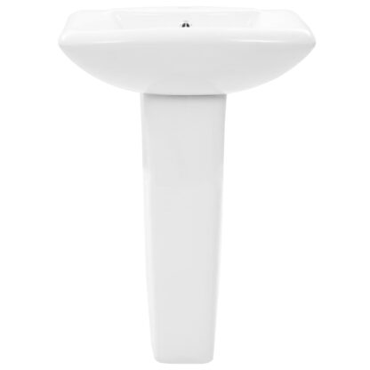 Freistehendes Waschbecken mit Säule Keramik Weiß 580x470x200 mm - Image 3