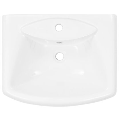 Freistehendes Waschbecken mit Säule Keramik Weiß 580x470x200 mm - Image 5